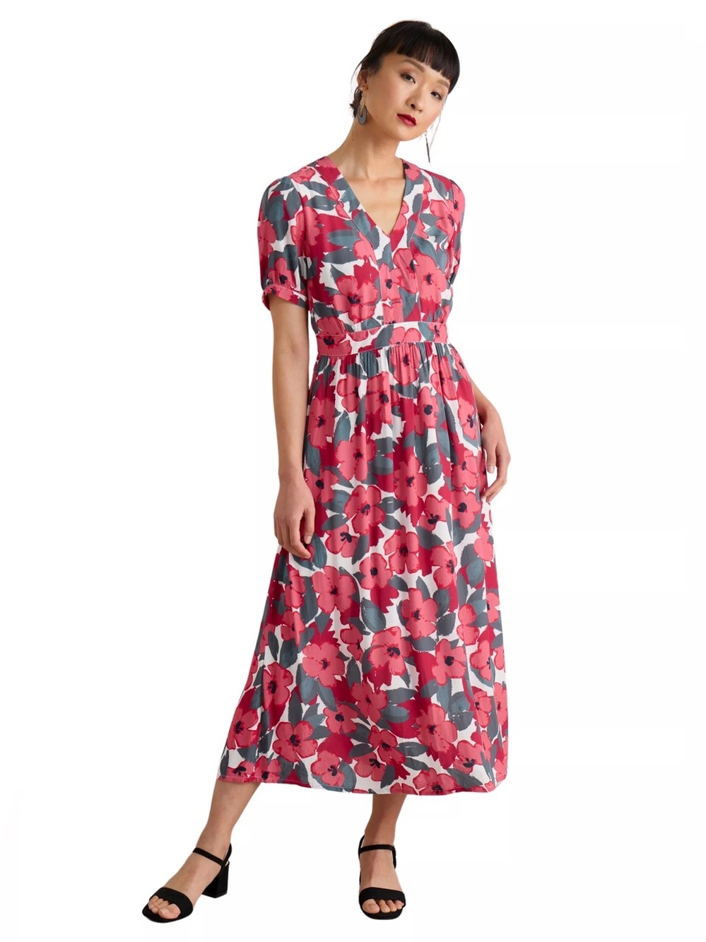 Seasalt Cornwall Pink Birch Leaf Dress Size 10 Romantic Feminine Soft Girl